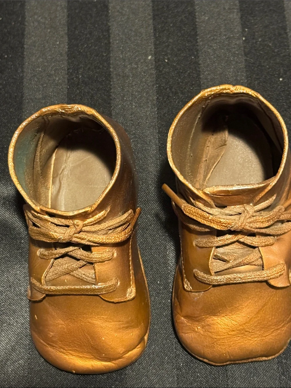 Toddler Lace-Up Ankle Boots Bronze Sprayed -From 1960’s